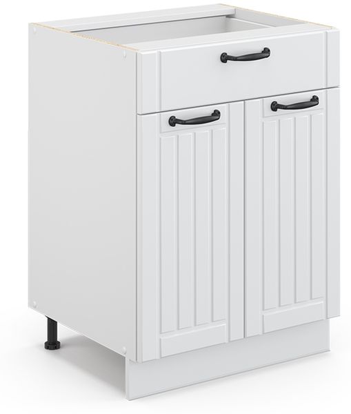 Küchenunterschrank Fame-Line Weiß Landhaus 60 cm mit Schublade, ohne Arbeitsplatte Vicco