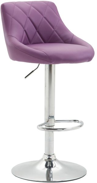 Barhocker FALON - Kunstleder Lila 46x49x83 cm Silber | Barstuhl Mit Lehne Drehbar Tresenhocker Tresenstuhl Kneipenhocker Kneipenstuhl