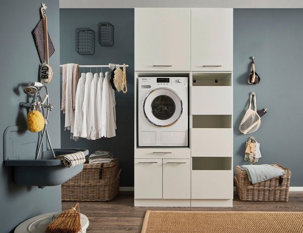 Laundreezy Mehrzweckschrank-Set Laundreezy, 4-tlg. Mehrzweckschrank-Set B/H/T 118/238/68 cm, (4-St), Breite 118 cm, Soft-Close-Funktion, höhenverstellbare Füße