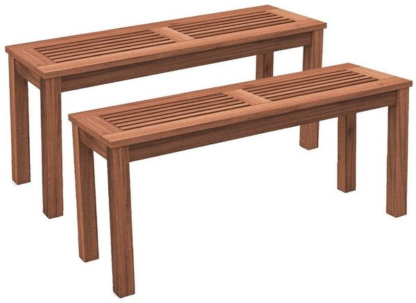 COSTWAY Gartenbank (2-St), wetterfest, 2-Sitzer Massivholz, ohne Rückenlehne, 100cm