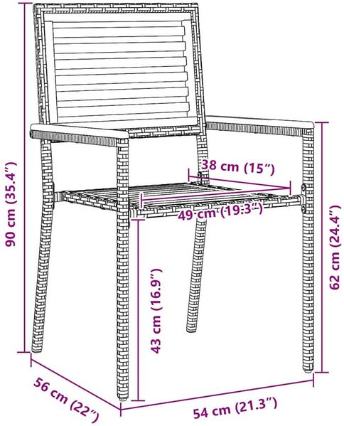 vidaXL Garten Essgruppe 3 pcs Schwarz Massivholz Akazie 3365529 Bild 10