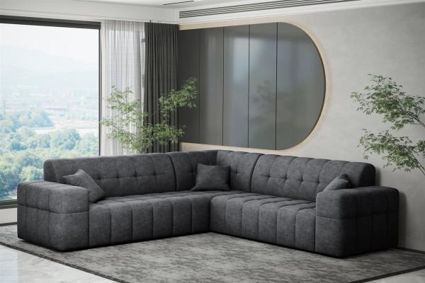 Ecksofa Designersofa NANCY in Stoff Perfekt Harmony Anthrazit Seite Universal