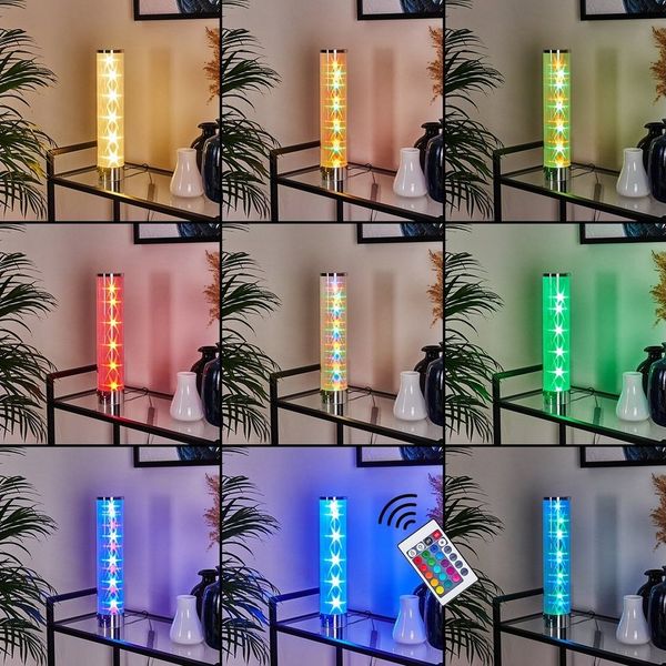 hofstein Tischleuchte »Bagno« aus Metall in chrom, Farbwechsler, dimmbar mit Fernbedienung, 3000 Kelvin, 1xLED 1, 5 Watt (inklusive),mit Farbwechsler, An-/Ausschalter am Kabel