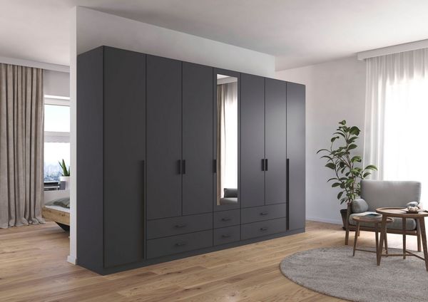 rauch Kleiderschrank Schrank Garderobe Ankleide GAMMA Breiten 91/136/181/226/271/315/360 cm (in 3 Ausstattungen BASIC/CLASSIC/PREMIUM (inkl. SOFT-CLOSE-Funktion) verschiedene Griff-Varianten, mit Spiegel TOPSELLER MADE IN GERMANY
