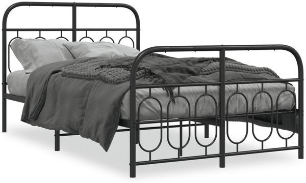 vidaXL Bettgestell mit Kopf- und Fußteil Metall Schwarz 120x200 cm 377133 Bild 2