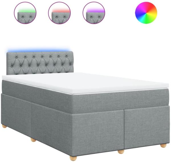 vidaXL Boxspringbett mit Matratze Hellgrau 120x200 cm Stoff 3288954