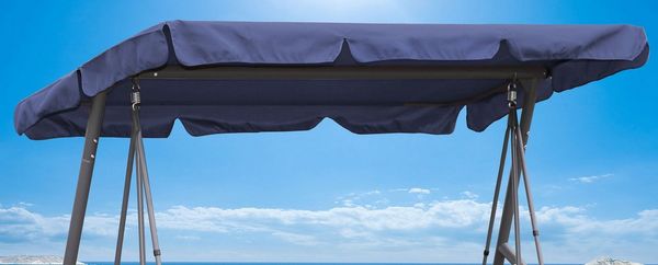 Hollywoodschaukel Dachbezug 200x145 cm Blau Wasserdicht | Universal Ersatzdach Gartenschaukel 3 Sitzer | UV 50 Schaukel Dach Ersatz Bezug