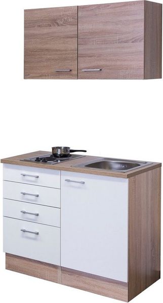 Flex-Well Pantryküche Samoa, Gesamtbreite 100 cm, mit Kochfeld und Spüle, viele Farbenvarianten