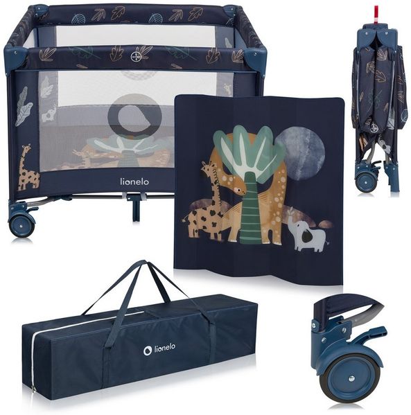 lionelo Laufgitter BONNIE (Set), Große Fläche, Seiteneingang, leicht klappbar, Transporttasche