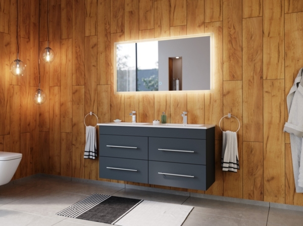 Badmöbelset Helios 2-teilig LED Spiegel grafit : Grafit