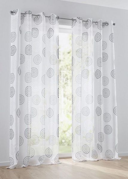 Kutti Vorhang Bella (1 St), Ösen, halbtransparent, Gardine, halbtransparent, Ausbrenner, bedruckt, Baumwolle-Polyester