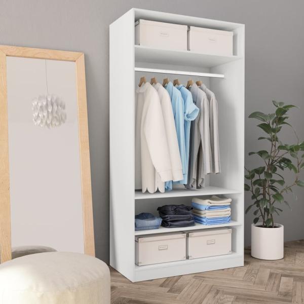 vidaXL '800225' Kleiderschrank, Spanplatte, Weiß, 100 × 50 × 200 cm