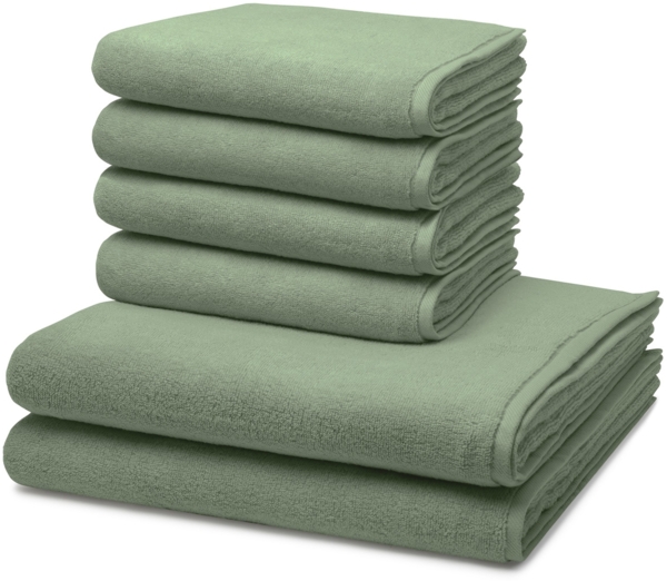 Ross Sensual Skin 6 tlg. Frottier-Set - 4 X Handtuch (50 X 100cm), 2 X Duschtuch (75 X 140cm) - 500 g/m2 - Piniengrün Bild 1