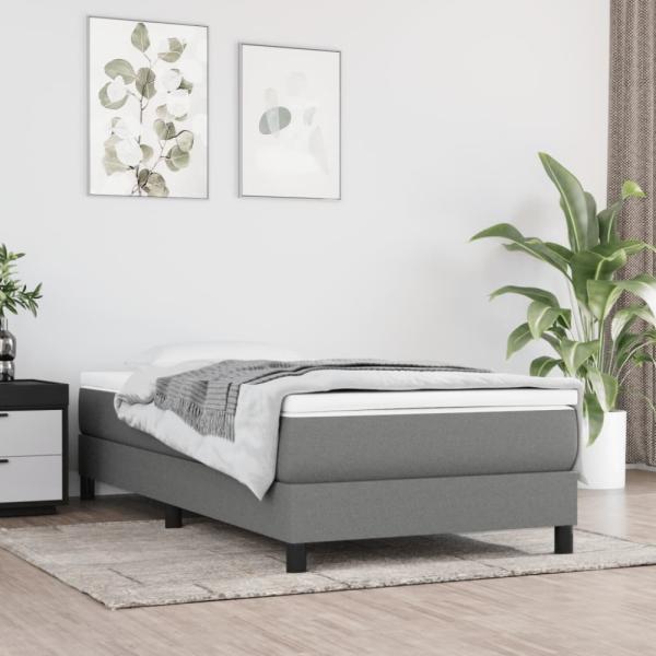 vidaXL Boxspringbett mit Matratze Dunkelgrau 90x190 cm Stoff 3144038