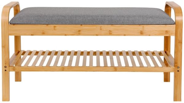 Lumaland Schuhregal Schuhregal aus Bambus mit Sitzbank, 1 Ebene 90x50x30 Schuhschrank Schuhbank Regal Schuhe Bild 7