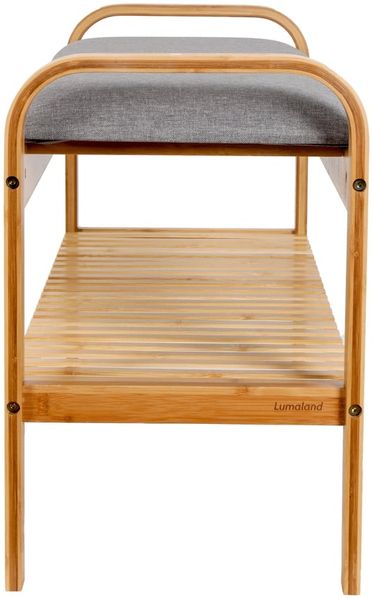 Lumaland Schuhregal Schuhregal aus Bambus mit Sitzbank, 1 Ebene 90x50x30 Schuhschrank Schuhbank Regal Schuhe Bild 8