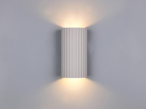 LED Wandleuchte mit Up and Down Lichteffekt, Metall Hellgrau, Höhe 18cm