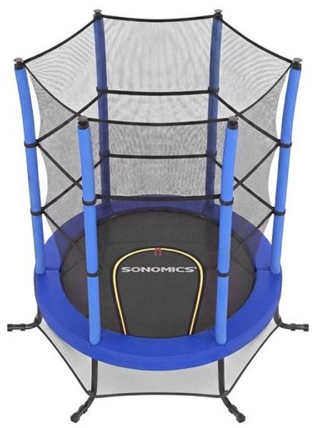 SONGMICS Trampolin Kinder, 174 cm Gartentrampolin mit Sicherheitsnetz, Mini-Trampolin für innen und außen, Stahlrahmen, blau