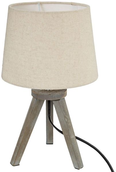 Atmosphera Tischlampe, Holz/Stoff dunkelgrau, 31 x Ø15/18 cm