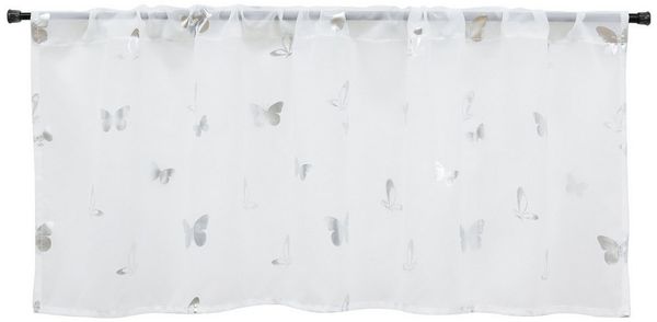 Joyswahl Scheibengardine (1 St), Stangendurchzug, transparent, Foliendruck, Foliendruck mit Schmetterlingsmotiv, Küche Bistro