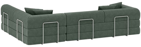 skølm 'Lofn' Modulares Sofa 4 Sitzer, 300x200 cm, Vollschaumcouch mit Metallgestell, Cord dunkelgrün, Schlafsofa vakuumverpackt, kein Aufbau erforderlich Bild 12