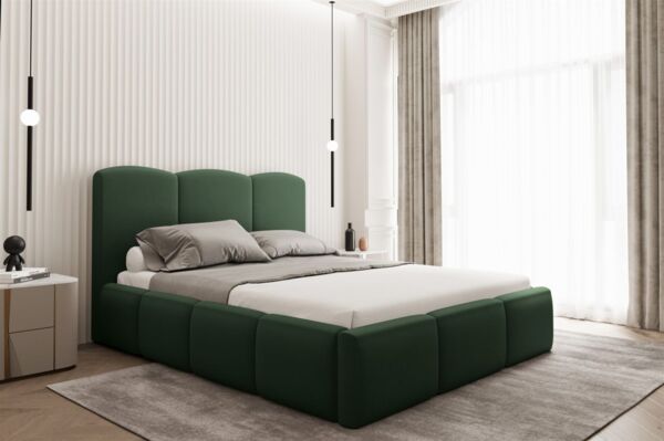 Polsterbett Doppelbett DUNIA in Stoff Opera Velvet Grün 120x200cm
