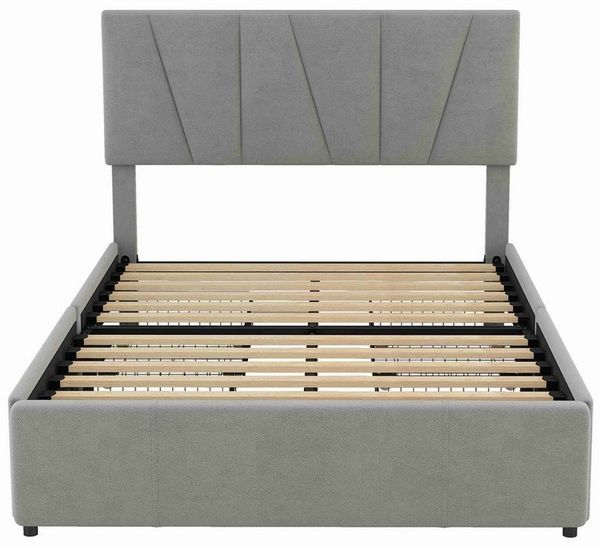 BlingBin Polsterbett (1-tlg, Komfort-Polsterbett mit Stauraum, 140x200 cm), 4 Schubladen, höhenverstellbares Kopfteil, weicher Samtbezug