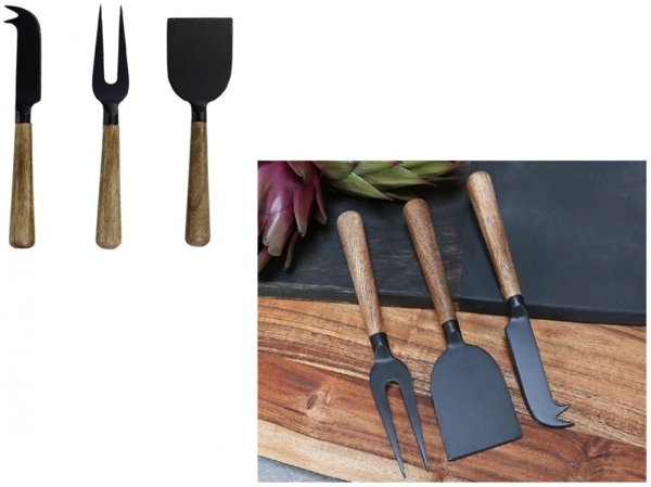 Käsemesser Set mit Holzgriff 3 teilg Chic Antique aus Mangoholz 61497-24