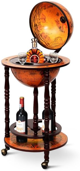 Globusbar Barwagen Globus Bar Hausbar Servierwagen Weinregal mit Rollen