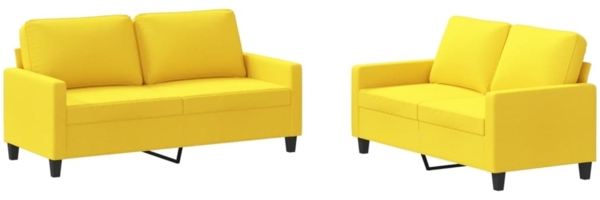 vidaXL 2-tlg. Sofagarnitur mit Kissen Hellgelb Stoff 3201449