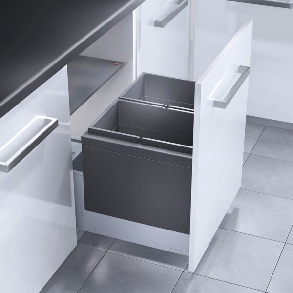 HAILO 3631681 Abfallsorter TRIPLE XL mit 2-fach-Trennung - 56 Liter Volumen / 2x 28 Liter / 60 cm Schrankbreite
