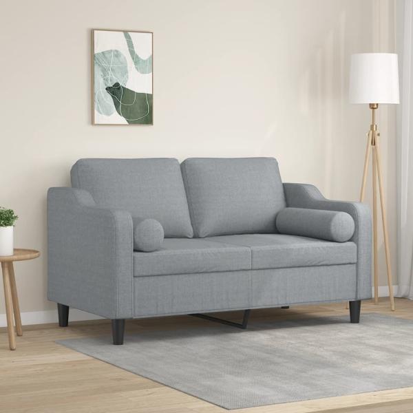 vidaXL 2-Sitzer-Sofa mit Zierkissen Hellgrau 120 cm Stoff 3200837