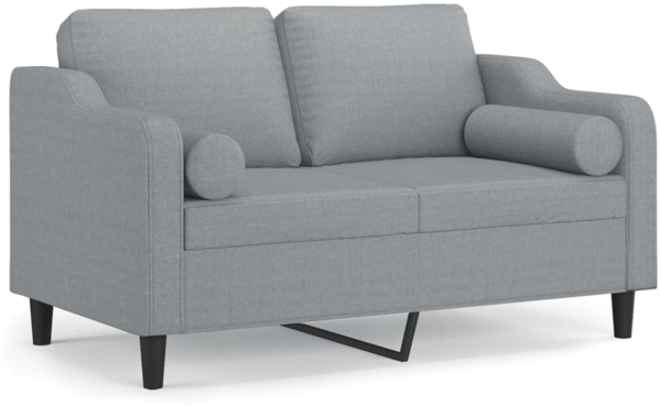 vidaXL 2-Sitzer-Sofa mit Zierkissen Hellgrau 120 cm Stoff 3200837