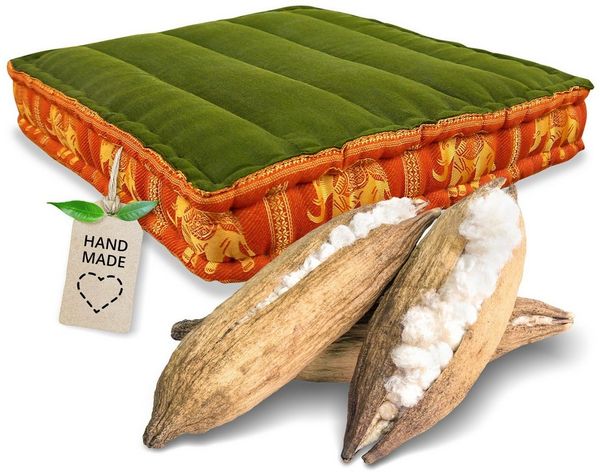livasia Sitzkissen Bodensitzkissen (Deluxe) vegan und handgefertigt, 50x50x10cm, Kapok