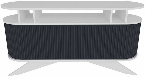 Dmora Kommode Joy, Wohnzimmerbuffet, Wohnzimmer-Sideboard, Moderne Küchen-Speisekammer, 150x43h75 cm, Weiß und Anthrazit
