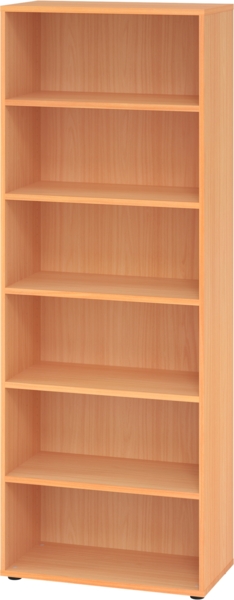 bümö Regal Buche, Standregal aus Holz für 6 Ordnerhöhen - Bücherregal 80 cm breit, Aktenregal für Ordner & Bücher, Büroregal, Holzregal, Ordnerregal, Aufbewahrungsregal, Buchregal, 968RE-6