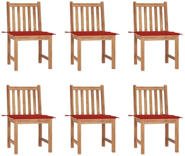 vidaXL Gartenstühle 6 Stk. mit Kissen Massivholz Teak 3073121