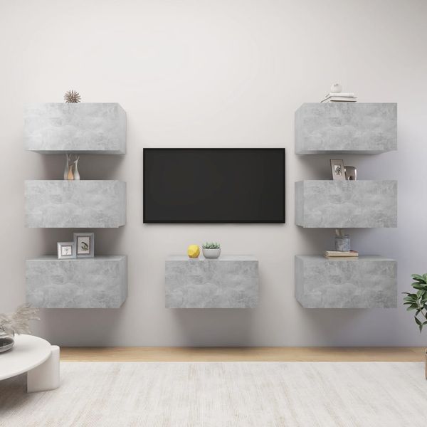 vidaXL TV-Schränke 7 Stk. Betongrau 30,5x30x60 cm Holzwerkstoff 3079163