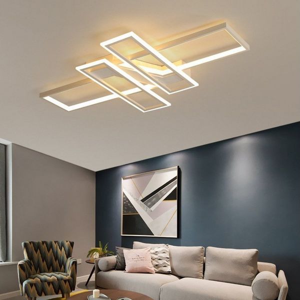 OYLCDI Deckenleuchten LED Deckenlampe 94W Dimmbar mit Fernbedienung 3000-6500k, LED fest integriert Hängeleuchte Wohnzimmer Schlafzimmer Arbeitszimmer, LED fest integriert, Dimmbar Hängeleuchte Aluminium, Kaltweiß, Warmweiß, Neutralweiß, Mit Fernbedien...