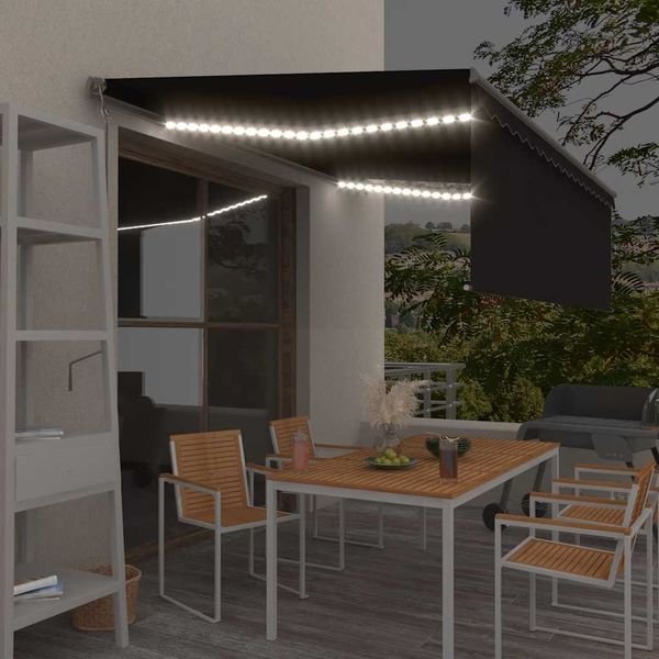 vidaXL Markise Automatisch mit Rollo LED Windsensor 4,5x3 m Anthrazit 3069454
