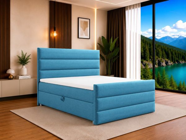 Best for Home Boxspringbett Trinity K-1 LUX – Modern Boxspringbett mit Stauraum & Komfort (Boxspringbett-Set, 1-St, Komplettes Boxspringbett-Set inklusive Matratze und Topper), Ergonomischer Schlafkomfort, großer Stauraum