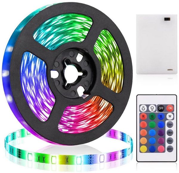 Lapalife LED Stripe RGB LED Leiste dimmbar mit Fernbedienung, schneidbar, 0.5-5M, Batteriebetrieben kabellos, für Schlafzimmer Schreibtisch