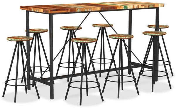 vidaXL 9-tlg. Bar-Set Recyceltes Massivholz 3053445