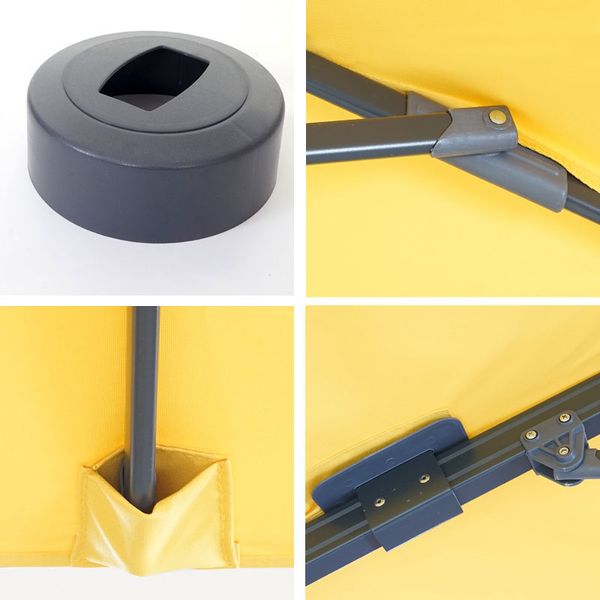 Gastronomie-Ampelschirm HWC-A96, Sonnenschirm 3x3m (Ø4,24m) Polyester Alu/Stahl 23kg ~ gelb mit Ständer Bild 5