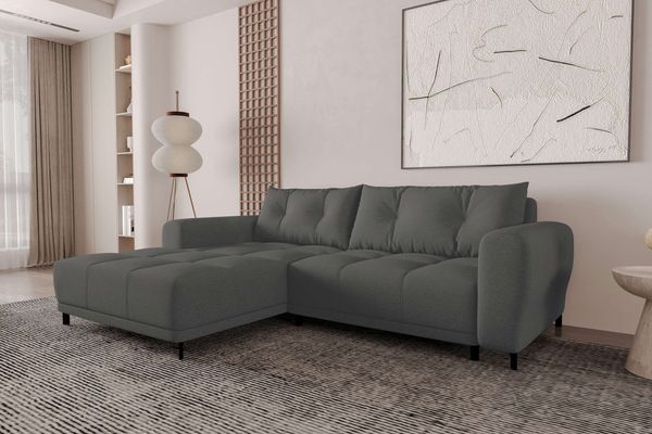 99rooms Massimo Ecksofa Strukturstoff NEVE Anthrazit mit Schlaffunktion Links