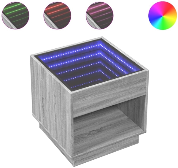 vidaXL Couchtisch mit Infinity-LED Grau Sonoma 50x50x50 cm 847656