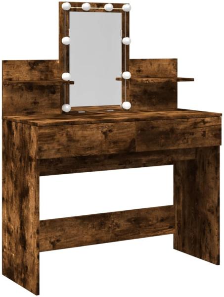 vidaXL Schminktisch mit LED-Beleuchtung Räuchereiche 100x40x130 cm 848203