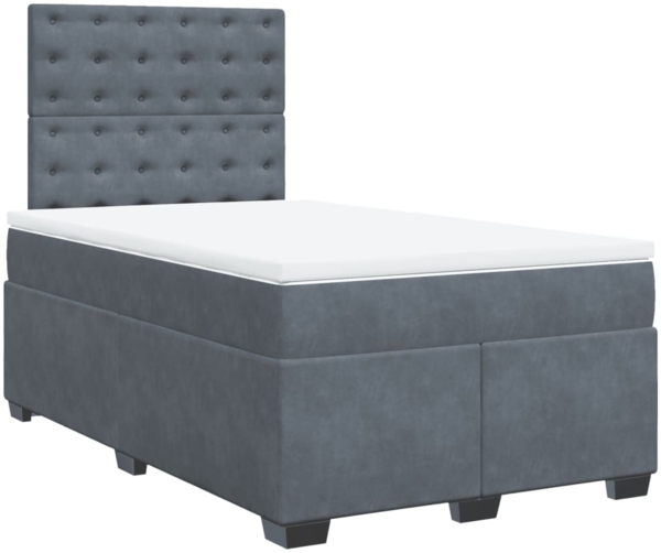 vidaXL Boxspringbett mit Matratze Dunkelgrau 120x190 cm Samt 3290871