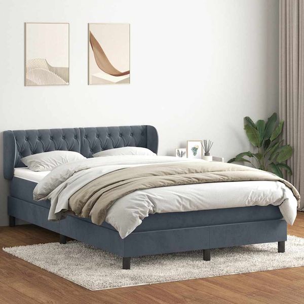 vidaXL Boxspringbett mit Matratze Dunkelgrau 160x210 cm Samt 3317782