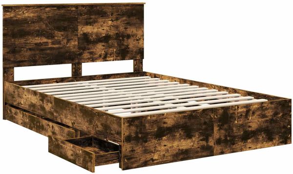 vidaXL Bettrahmen Geräucherte Eiche 160 x 200 cm Ingenieurs Holz 3409444 Bild 5